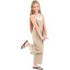 imageRolanko Girls Jumpsuit Sleeveless Romper Wide Leg Pants Overalls for Kids Loose Jumpers with Pockets 414 YearsKhaki