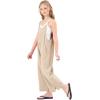 imageRolanko Girls Jumpsuit Sleeveless Romper Wide Leg Pants Overalls for Kids Loose Jumpers with Pockets 414 YearsKhaki