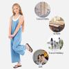 imageRolanko Girls Jumpsuit Sleeveless Romper Wide Leg Pants Overalls for Kids Loose Jumpers with Pockets 414 YearsLight Blue