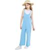 imageRolanko Girls Jumpsuit Sleeveless Romper Wide Leg Pants Overalls for Kids Loose Jumpers with Pockets 414 YearsLight Blue