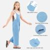 imageRolanko Girls Jumpsuit Sleeveless Romper Wide Leg Pants Overalls for Kids Loose Jumpers with Pockets 414 YearsLight Blue