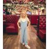 imageRolanko Girls Jumpsuit Sleeveless Romper Wide Leg Pants Overalls for Kids Loose Jumpers with Pockets 414 YearsLight Blue
