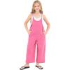 imageRolanko Girls Jumpsuit Sleeveless Romper Wide Leg Pants Overalls for Kids Loose Jumpers with Pockets 414 YearsPink