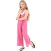 imageRolanko Girls Jumpsuit Sleeveless Romper Wide Leg Pants Overalls for Kids Loose Jumpers with Pockets 414 YearsPink