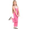 imageRolanko Girls Jumpsuit Sleeveless Romper Wide Leg Pants Overalls for Kids Loose Jumpers with Pockets 414 YearsPink