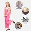 imageRolanko Girls Jumpsuit Sleeveless Romper Wide Leg Pants Overalls for Kids Loose Jumpers with Pockets 414 YearsPink