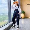 imageRolanko Girls Overalls Denim Bib Distressed Jumpsuit Kids Blue Baggy Jean Pants 414 Years with PocketsA1navy