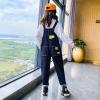 imageRolanko Girls Overalls Denim Bib Distressed Jumpsuit Kids Blue Baggy Jean Pants 414 Years with PocketsA1navy