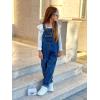 imageRolanko Girls Overalls Denim Bib Distressed Jumpsuit Kids Blue Baggy Jean Pants 414 Years with PocketsA2blue Pocket