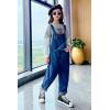 imageRolanko Girls Overalls Denim Bib Distressed Jumpsuit Kids Blue Baggy Jean Pants 414 Years with PocketsA2blue Pocket