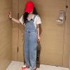imageRolanko Girls Overalls Denim Bib Distressed Jumpsuit Kids Blue Baggy Jean Pants 414 Years with PocketsB1pockets