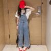 imageRolanko Girls Overalls Denim Bib Distressed Jumpsuit Kids Blue Baggy Jean Pants 414 Years with PocketsB1pockets