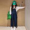 imageRolanko Girls Overalls Denim Bib Distressed Jumpsuit Kids Blue Baggy Jean Pants 414 Years with PocketsC1dark Blue