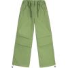 imageRolanko Girls Parachute Pants Y2K Cargo Pants for Girls Loose Jogger Trousers with Pockets Streetwear Kids 414 YearsTarragongreen