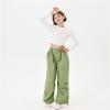 imageRolanko Girls Parachute Pants Y2K Cargo Pants for Girls Loose Jogger Trousers with Pockets Streetwear Kids 414 YearsTarragongreen