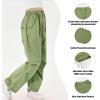 imageRolanko Girls Parachute Pants Y2K Cargo Pants for Girls Loose Jogger Trousers with Pockets Streetwear Kids 414 YearsTarragongreen