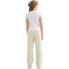 imageRolanko Girls Wide Leg Sweatpants Straight Pants for Kids Girls Trousers with Pockets SweatsBeige