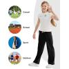 imageRolanko Girls Wide Leg Sweatpants Straight Pants for Kids Girls Trousers with Pockets SweatsBlack