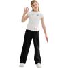imageRolanko Girls Wide Leg Sweatpants Straight Pants for Kids Girls Trousers with Pockets SweatsBlack