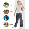 imageRolanko Girls Wide Leg Sweatpants Straight Pants for Kids Girls Trousers with Pockets SweatsDarkgrey