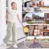 imageRolanko Girls Wide Leg Sweatpants Straight Pants for Kids Girls Trousers with Pockets SweatsGraygreen