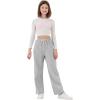 imageRolanko Girls Wide Leg Sweatpants Straight Pants for Kids Girls Trousers with Pockets SweatsGrey