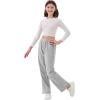 imageRolanko Girls Wide Leg Sweatpants Straight Pants for Kids Girls Trousers with Pockets SweatsGrey