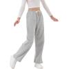 imageRolanko Girls Wide Leg Sweatpants Straight Pants for Kids Girls Trousers with Pockets SweatsGrey