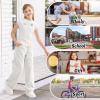 imageRolanko Girls Wide Leg Sweatpants Straight Pants for Kids Girls Trousers with Pockets SweatsLightgrey