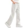 imageRolanko Girls Wide Leg Sweatpants Straight Pants for Kids Girls Trousers with Pockets SweatsLightgrey