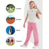 imageRolanko Girls Wide Leg Sweatpants Straight Pants for Kids Girls Trousers with Pockets SweatsPink