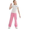 imageRolanko Girls Wide Leg Sweatpants Straight Pants for Kids Girls Trousers with Pockets SweatsPink