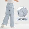 imageRolanko Parachute Pants for Girls Y2K Cargo Trousers with Pockets Harajuku Jogger Pants Kids 414 YearsBlue