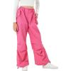 imageRolanko Parachute Pants for Girls Y2K Cargo Trousers with Pockets Harajuku Jogger Pants Kids 414 YearsC2rose Red