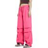 imageRolanko Parachute Pants for Girls Y2K Cargo Trousers with Pockets Harajuku Jogger Pants Kids 414 YearsC2rose Red
