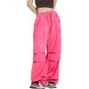 imageRolanko Parachute Pants for Girls Y2K Cargo Trousers with Pockets Harajuku Jogger Pants Kids 414 YearsC2rose Red