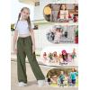 imageRolanko Parachute Pants for Girls Y2K Cargo Trousers with Pockets Harajuku Jogger Pants Kids 414 YearsGreen