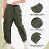 imageRolanko Parachute Pants for Girls Y2K Cargo Trousers with Pockets Harajuku Jogger Pants Kids 414 YearsGreen