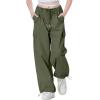 imageRolanko Parachute Pants for Girls Y2K Cargo Trousers with Pockets Harajuku Jogger Pants Kids 414 YearsGreen