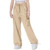 imageRolanko Parachute Pants for Girls Y2K Cargo Trousers with Pockets Harajuku Jogger Pants Kids 414 YearsKhaki