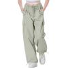 imageRolanko Parachute Pants for Girls Y2K Cargo Trousers with Pockets Harajuku Jogger Pants Kids 414 YearsLightgreen