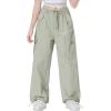 imageRolanko Parachute Pants for Girls Y2K Cargo Trousers with Pockets Harajuku Jogger Pants Kids 414 YearsLightgreen