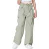 imageRolanko Parachute Pants for Girls Y2K Cargo Trousers with Pockets Harajuku Jogger Pants Kids 414 YearsLightgreen