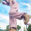 imageRolanko Parachute Pants for Girls Y2K Cargo Trousers with Pockets Harajuku Jogger Pants Kids 414 YearsPink