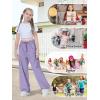 imageRolanko Parachute Pants for Girls Y2K Cargo Trousers with Pockets Harajuku Jogger Pants Kids 414 YearsPurple