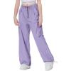 imageRolanko Parachute Pants for Girls Y2K Cargo Trousers with Pockets Harajuku Jogger Pants Kids 414 YearsPurple