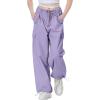 imageRolanko Parachute Pants for Girls Y2K Cargo Trousers with Pockets Harajuku Jogger Pants Kids 414 YearsPurple