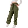 imageRolanko Girls Cargo Pants Wide leg Cargo Sweatpants High Waist Kids Joggers with Pockets 414 YearsGreen