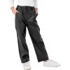 imageRolanko Girls Faux Leather Pants Straight Wide Leg Streetwear Trousers with Pockets Kids Pants 414 YearsMatteblack