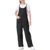 imageRolanko Girls Jumpsuit Knitted Sleeveless Overalls Wide Leg Pants Romper for Kids Loose Jumpers with Pockets 514 YBlack